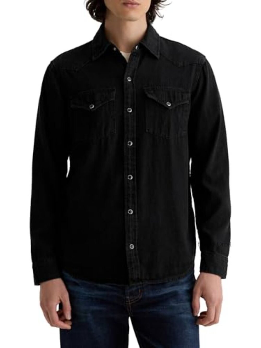 Classic Fit Western Button Down Shirt - Cotton Denim - Picture 1 of 6